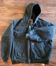 Vintage Carhartt J130 MOS Moss Green Hooded Jacket Workwear Mens X-Large Regular