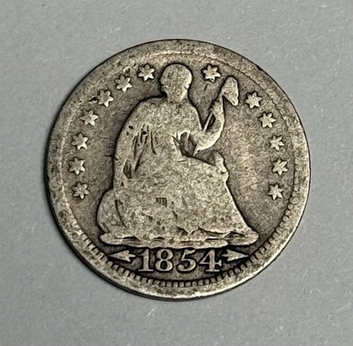 1854-P Seated Liberty Silver Half Dime (all original), U.S. Type 5c Coin