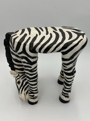 Vintage Zebra Stool Plant Stand Table Heavy 6 Lbs Resin 11" Tall Good Condition! - Picture 2 of 12