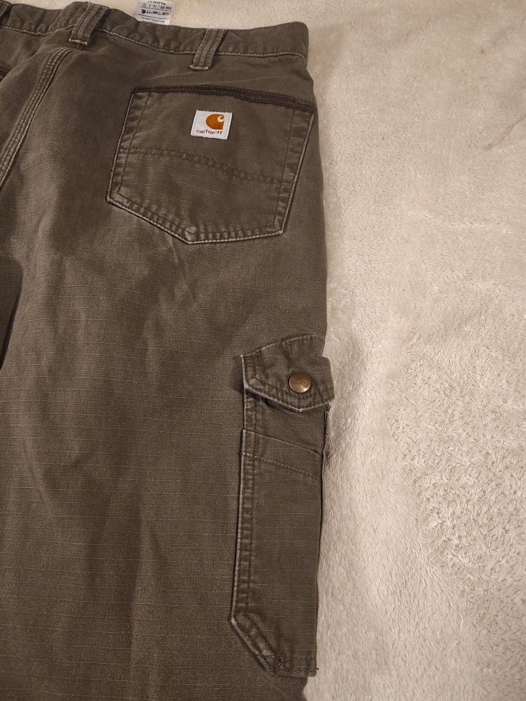 VTG Carhartt B342-DFE Brown Ripstop Cargo Double Knee Work Pants 34x32 Faded thumbnail 12