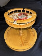 Vintage Oak 2 Tier Tabletop Lazy Susan With C...