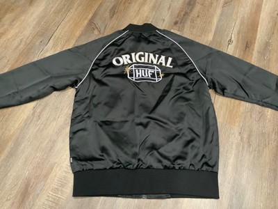 NWT HUF Cabbie Satin Jacket Black JK00078 MSRP $100 Men's Size Small