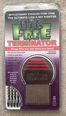 Nit Free Terminator Stainless Steel Lice Comb Professional Nit & Egg Remover NEW