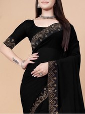 fashion Self Design Bollywood Georgette Saree Black