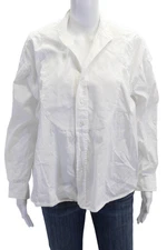 Frank & Eileen Women White Cotton Collared Button-Up Long Sleeve Basic Size 2XS