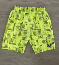 Boys Nike Swim Trunks Size Small Yellow with Black, White, and Gray Nike Writing
