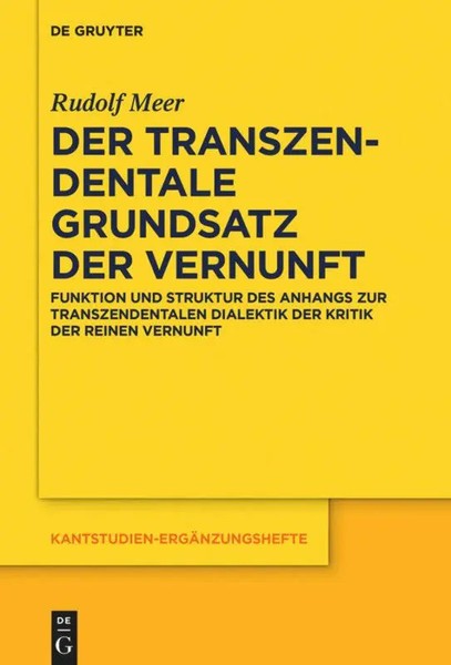 Der Transzendentale Grundsatz Der Vernunft | Rudolf Meer | Taschenbuch | Deutsch-image