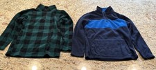 Place 1/4 Zip Kids Size L 10-12 Boys Pullover Fleece Sweaters Lot 2 plaid/blue