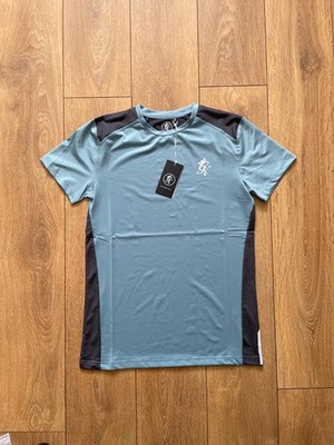 Gym King Herren Performance Rauchblau Kontrast T-Shirt Panel Kurzarm