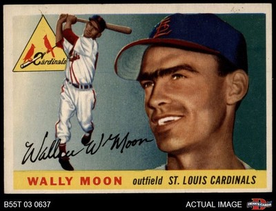 1955 Topps #67 Wally Moon No Red Dot above e Cardinals CORRECT VARIATION 5 - EX