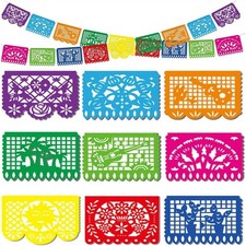 18 Pcs 22FT Mexican Banner Large Plastic Papel Picado Banner Fiesta Party Decor