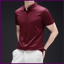 New Men's Business Casual Short Sleeved Solid Color Shirt Wrinkle Resistant