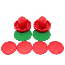 8 PCS Mini Air Hockey Pushers Pucks 60mm Red Goal Handles Paddles Table Game
