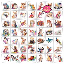 216 PCS Watercolor Animals Kids Temporary Tattoo Set Party Favors