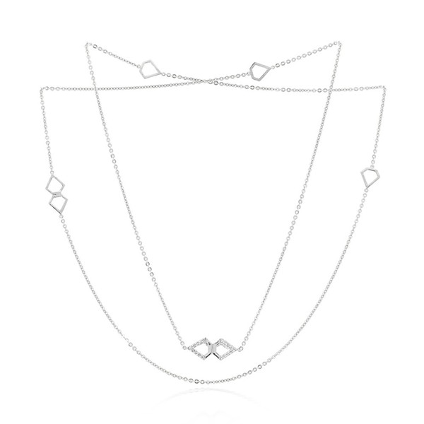 Cavill Damen Silbercollier 925 Silber Zirkon 0,41Ct Mehrlagig Elegant-image