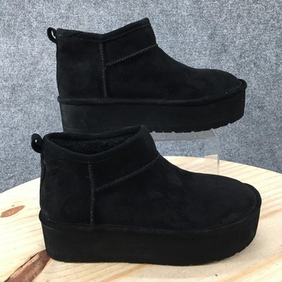 Madden Girl Boots Womens 7 M Black Suede Platform Ankle Booties Slip On Winter