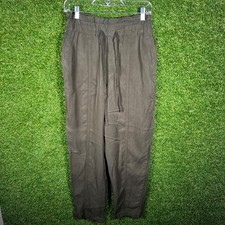 A New Day Womens Olive Green Paperbag Waist Tapered Pants Drawstring Small
