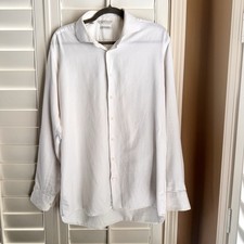 Suitsupply Men Button Up Shirt 17 White Egyptian Cotton Long Sleeve