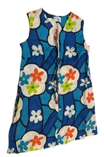 1960s house mod floral dress Sears Roebuck Sun Shift Vintage Blue Small? No Tag