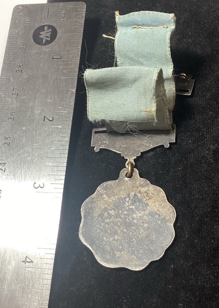 ANTIQUE HNS Signed  Art Deco Girl Profile Medal Award Silver Metal Beautiful!