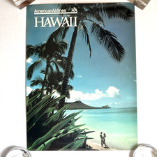 Vtg 1970s American Airlines HAWAII Travel Poster Original 15" x 20" P 80-6 MINT