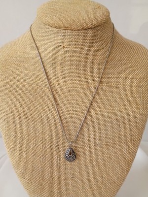 Sterling Silber 925 Träne mit Schnörkel Anhänger an 18'' Schlange 925 Kette Halskette