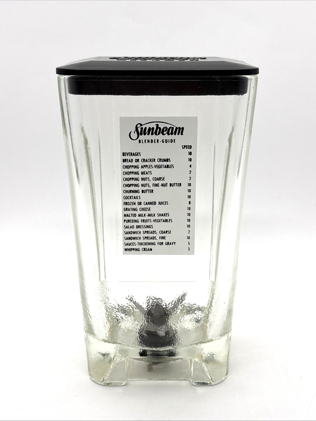 VTG Sunbeam Mixmaster Glass Blender Jar With Lid & Blade Ori