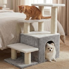 Pet Stairs for Cats Small Dogs, 29.5" High with Condo Scratching Post