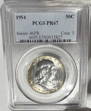 PROOF 1954 Franklin Half Dollar PCGS PR67 Pleasing Rim Toning! See Video VWCAW