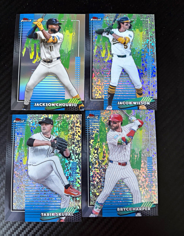 Topps Finest MLB 2025 Refractor 4-Card Lot Chourio Wilson Skubal Harper