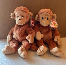 TY Beanie Babies Bongo Monkey 4th Brown Tail Tan Tail Near Mint / Mint with Tags