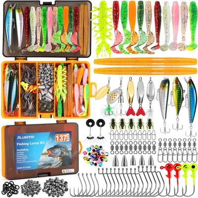 Fishing Lures, 137Pcs Tackle Box with Tackle Included, Crankbaits, Spoon, Hoo...