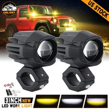 2x Motorcycle Spot Lights Headlight Led Fog Light Driving Spot Lamp Yellowwhite