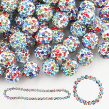 100Pcs 10Mm Rhinestone Clay Beads for Crafting - Ice Collection Baseball Bling S