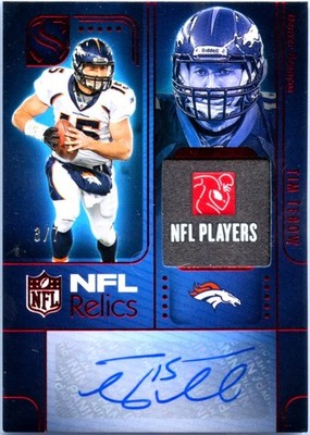 TIM TEBOW 2025 PANINI SILHOUETTE RED FOTL NFL RELICS LAUNDRY TAG PATCH AUTO 3/7