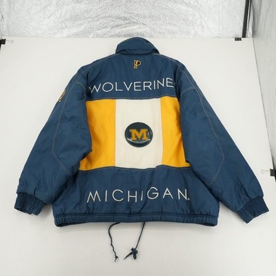 Vintage Michigan Wolverines Pro Player Puffer Jacket XL Navy