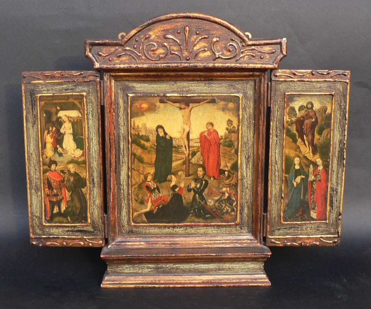 Roman Trittico Sacra Famiglia In Resina, 21.6 Cm, Presepe Da Collezione Dettagliato Con Porte Aperte