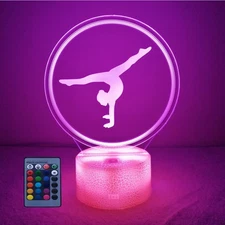 Creative Artistic Gymnastics 3D Night Light USB Powered Touch Switch Remote C...