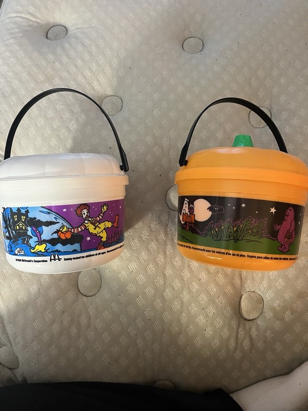 1990s McDonald’s Trick Or Treat Happy Meal Buckets Orange And White 