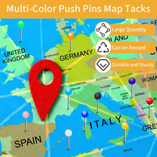 600 Pcs Multi Color Push Pins,Map Tacks World Map Pin,Board Cork Board Pins,T...