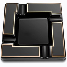 Cigar Ashtray Large Ceramic Cigarettes Ash Tray Black Cigars Ashtrays for Men tr