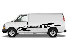Racing Checkered Flag Graphic Stripe Decal Sticker Van Vehicle Boat Pontoon Car