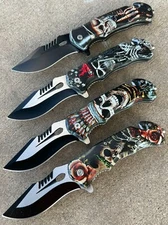 (WHOLESALE LOT x 12) ElitEdge Mixed Skull Spring Assisted Pocket Knife - 967SK