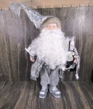 Vintage Creative Design Silver Stand Alone Santa Claus Christmas Figurine 18"
