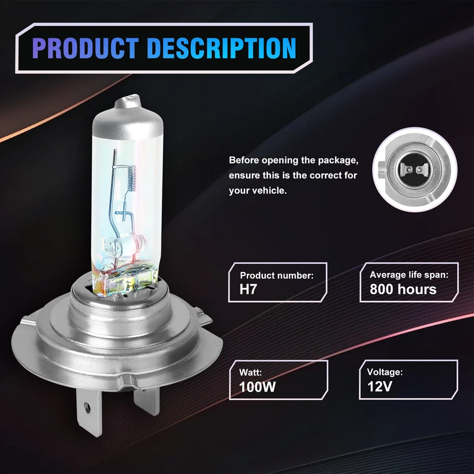 Para Kia Sedona 2015-2018 2019 2 piezas H7 faros halógenos bombillas de haz alto bajo Foto 4 de 4