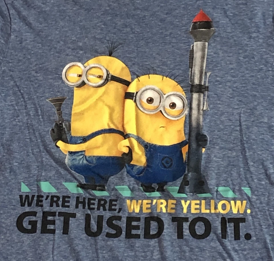 Despicable Me Minion Shirt Boys 8 We're Here, We're Yellow Get Used To It Blue - Image 3 of 4