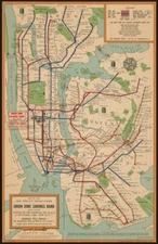 16" x 20" 1954 Map of The New York City Subway System