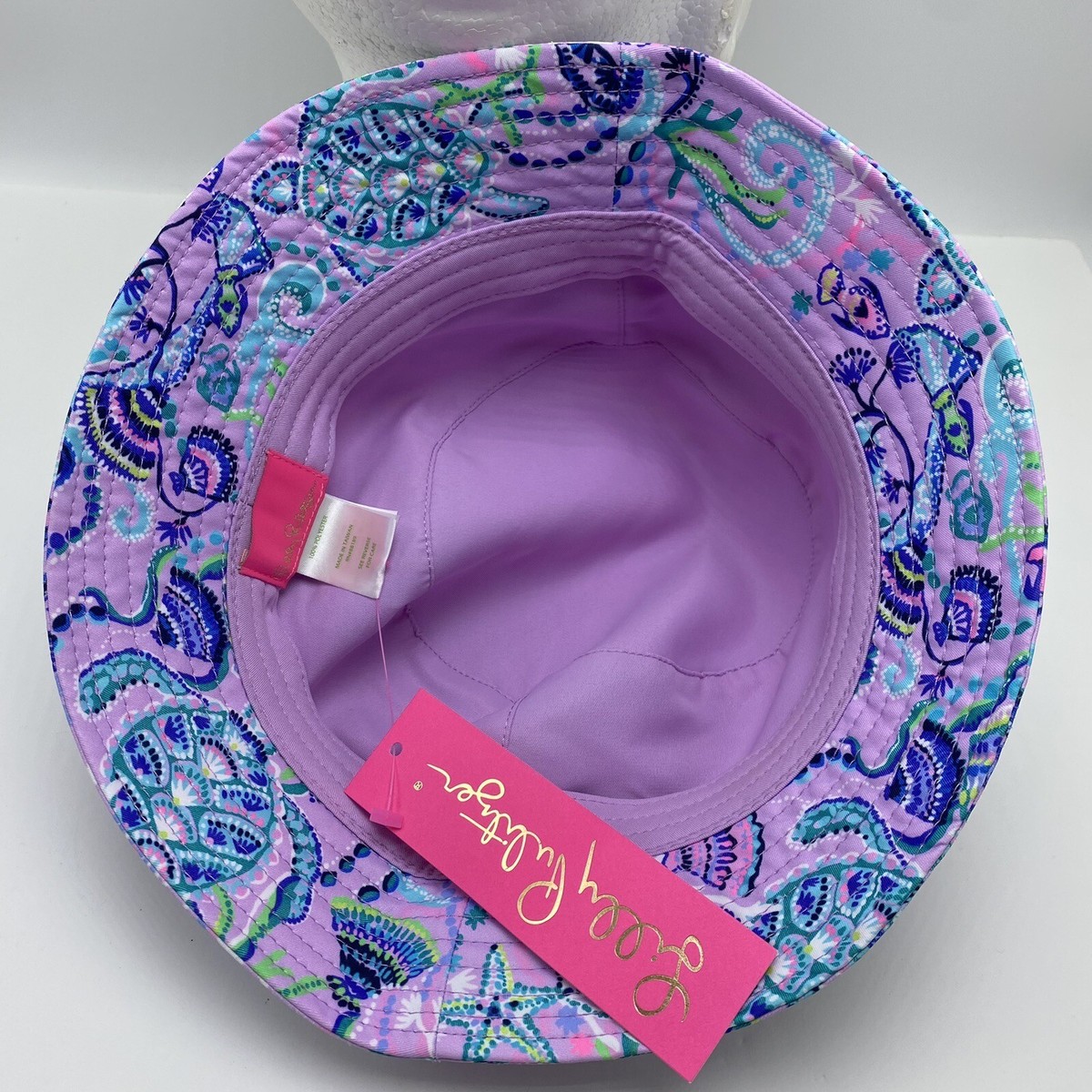 Lilly Pulitzer Lilac Freesia Mermaid For You Turtles and Coral Print Bucket Hat NEW! Women main image 3