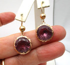 Vintage 10K Yellow Arabic Gold Violet Purple Sapphire Earrings [E216] — photo 2