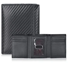Tri fold Leather Wallet for Men RFID Slim Wallet for Men with 1 ID & 6 card slot